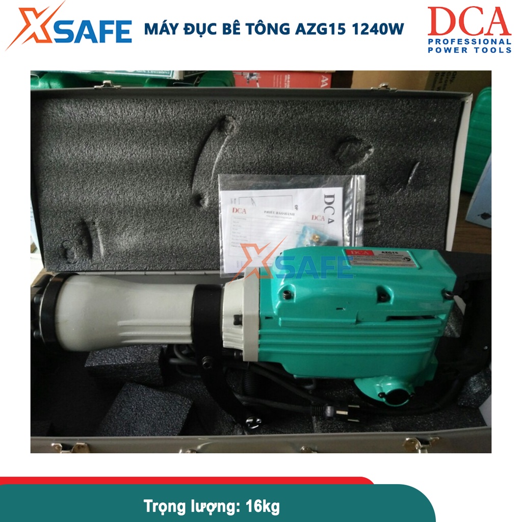 Máy đục bê tông DCA AZG15 (Z1G-FF-15), máy đập bê tông công suất 1240W, đường kính mũi đục 30mm, điện áp 220V-50Hz