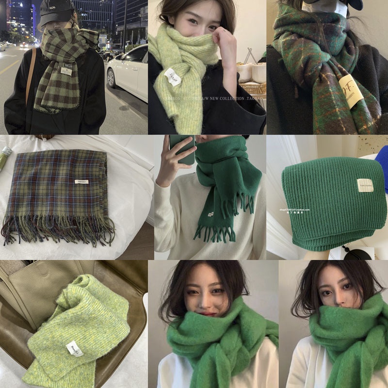 * Một ngàn người Chapters One Green * Heart-moving Green!Khăn Choàng Trắng Khổng Lồ Phong Cách Retro