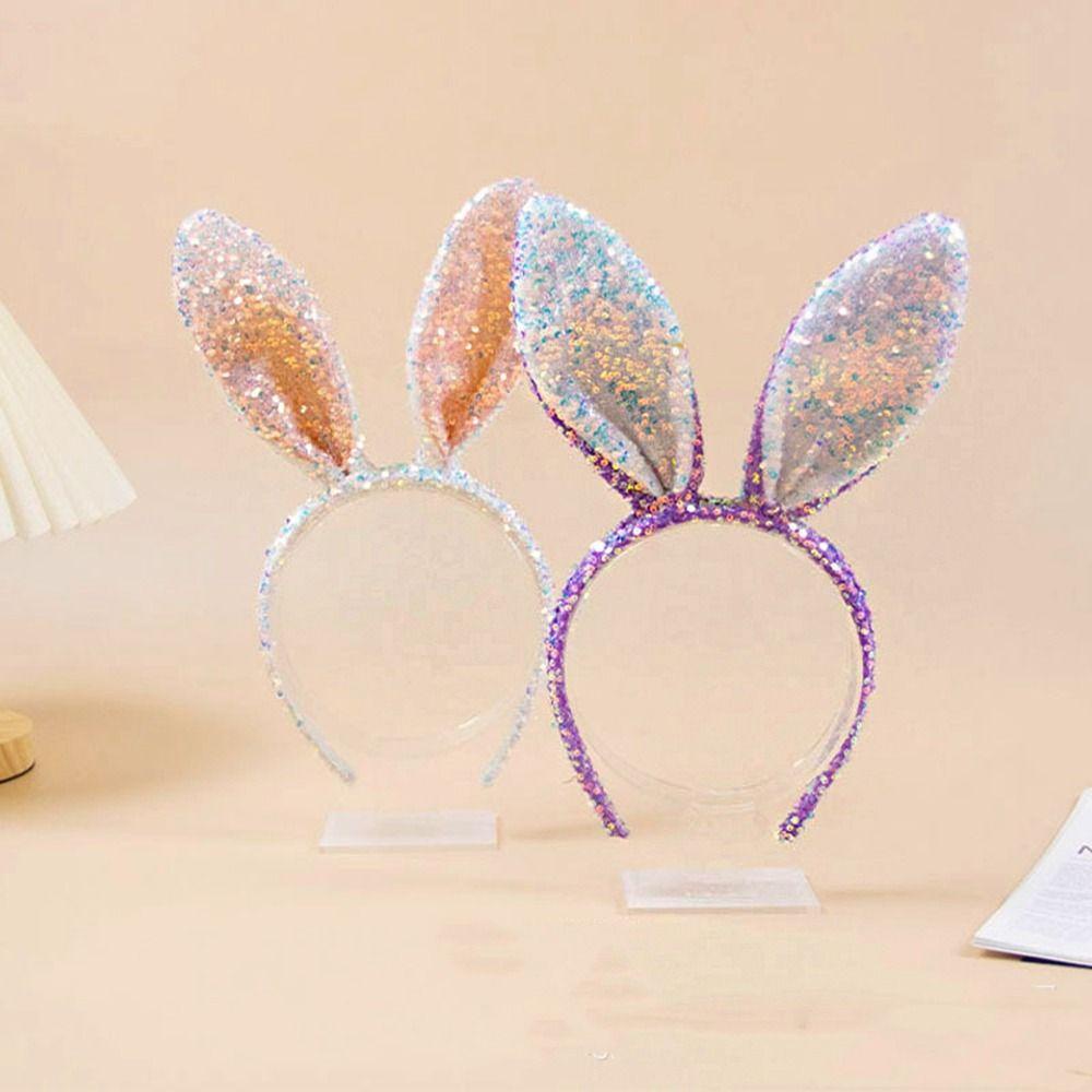 ANEMONE Băng Đô Tai Thỏ Đính Kim Sa Họa Tiết Hoạt Hình Phong Cách Retro Dành Cho Nữ