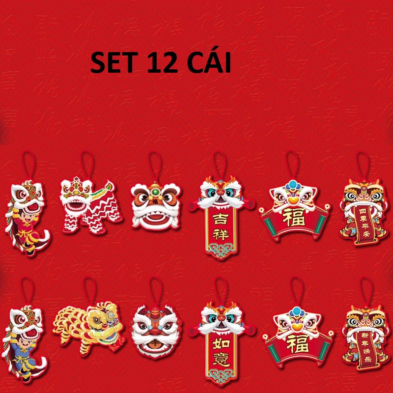 Set 12 Tem Cát Tường Mã 08 Dây Treo Trang Trí Tết , Liễng Treo Cây AM005