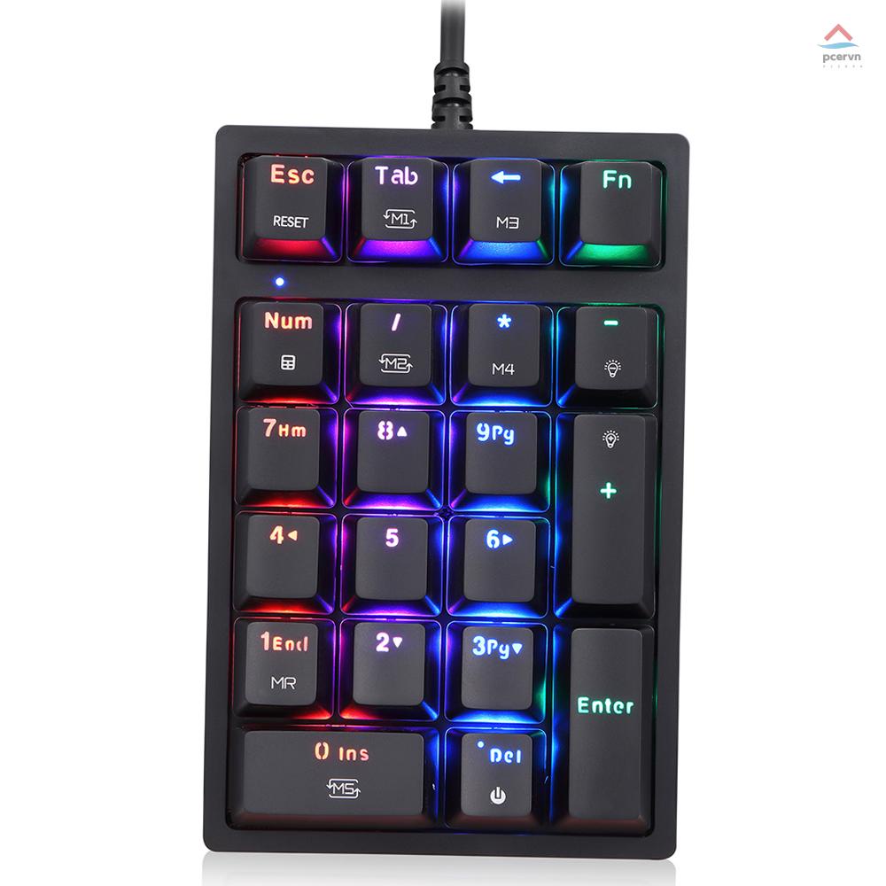 Bàn Phím Cơ Motospeed K24 21 Phím Có Dây USB Với 13 Hiệu Ứng Ánh Sáng Xanh Raemu