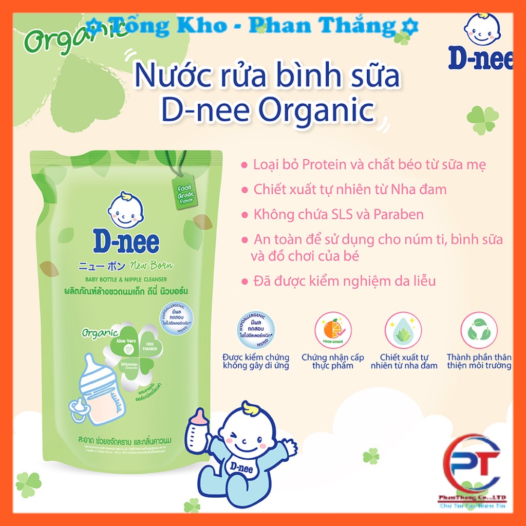 Nước Rửa Bình Sữa Dnee Organic Túi 600ml Thái Lan An Toàn Cho Bé