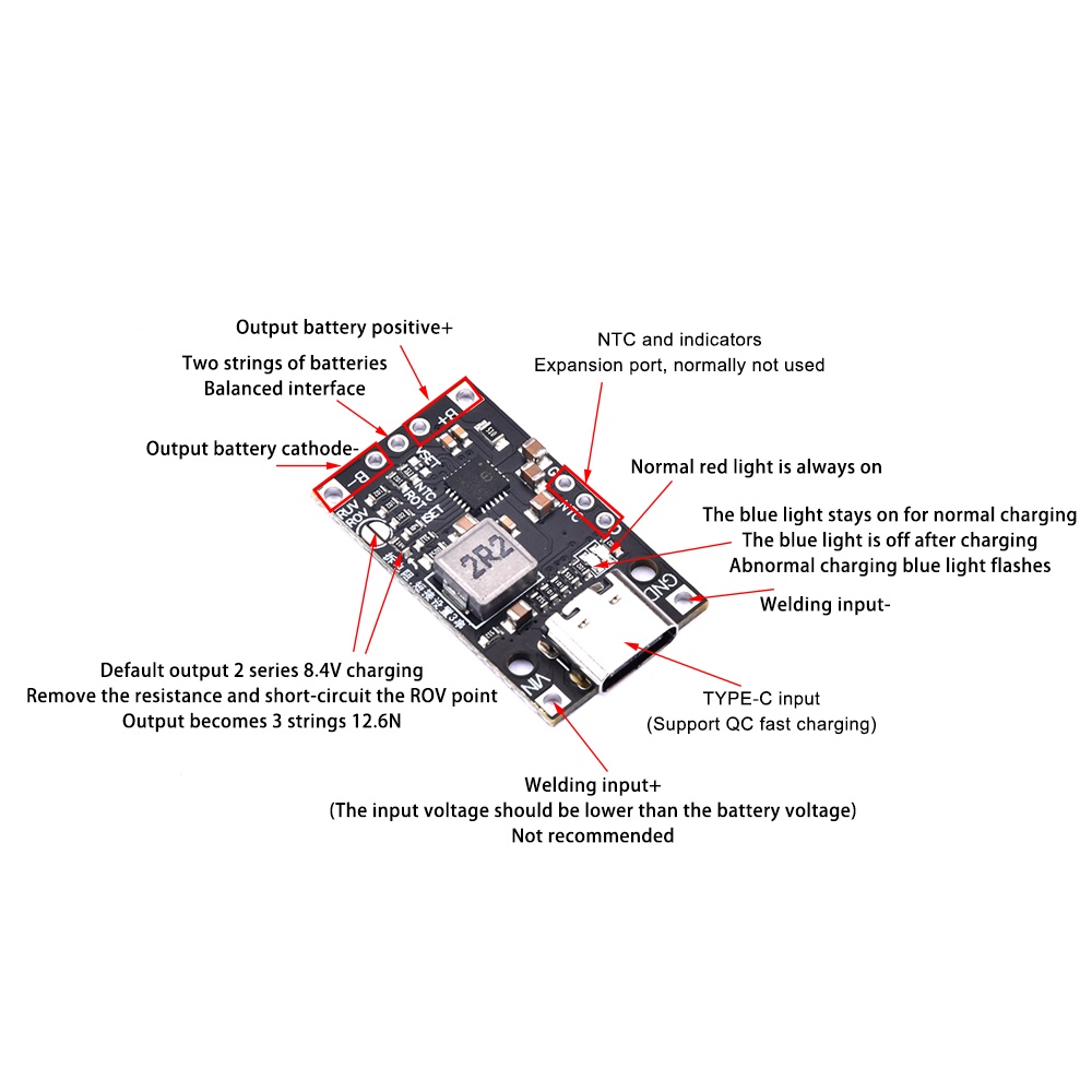 Mô-đun tích hợp sạc pin lithium 3.7V 4.2V Adieepen thích hợp cho mạch PCB 18650