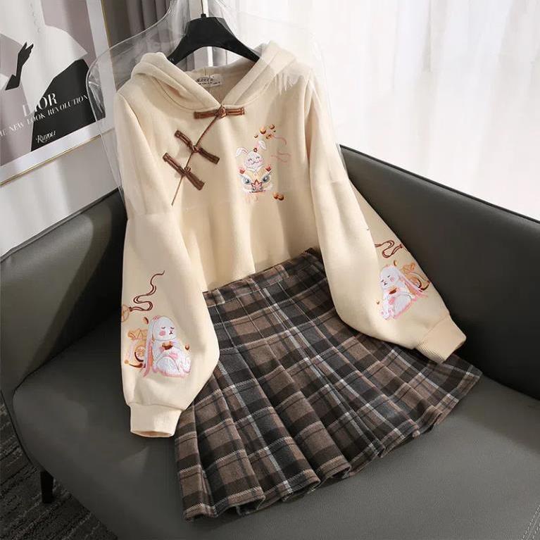 Áo sweater size Lớn Fat 300 Thêu Họa Tiết Phong Cách Trung Hoa Cổ Điển Thời Trang Mùa Đông Cho Nữ