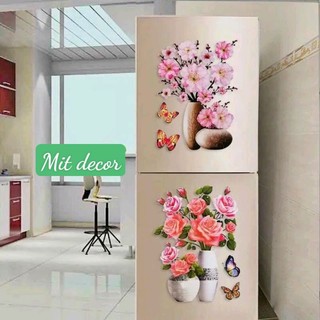 Decal hoa nổi 3D dán tường hình bình hoa.