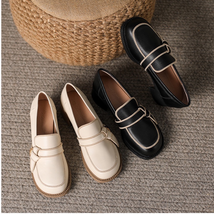 Giày Lười Da Đính Nơ Phong Cách Anh Quốc Thời Trang Cho Nữ