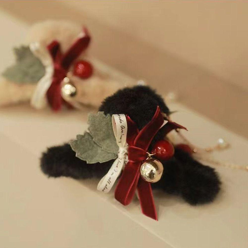 Kẹp Tóc Càng Cua Đính Chuông Hình Cá Mập Phong Cách Giáng Sinh Thanh Lịch Cho Nữ