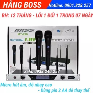 Micro không dây boss mt-990 hàng chuẩn cao cấp loại 1 chống hú tốt 4 anten bắt sóng xa - boss mt990