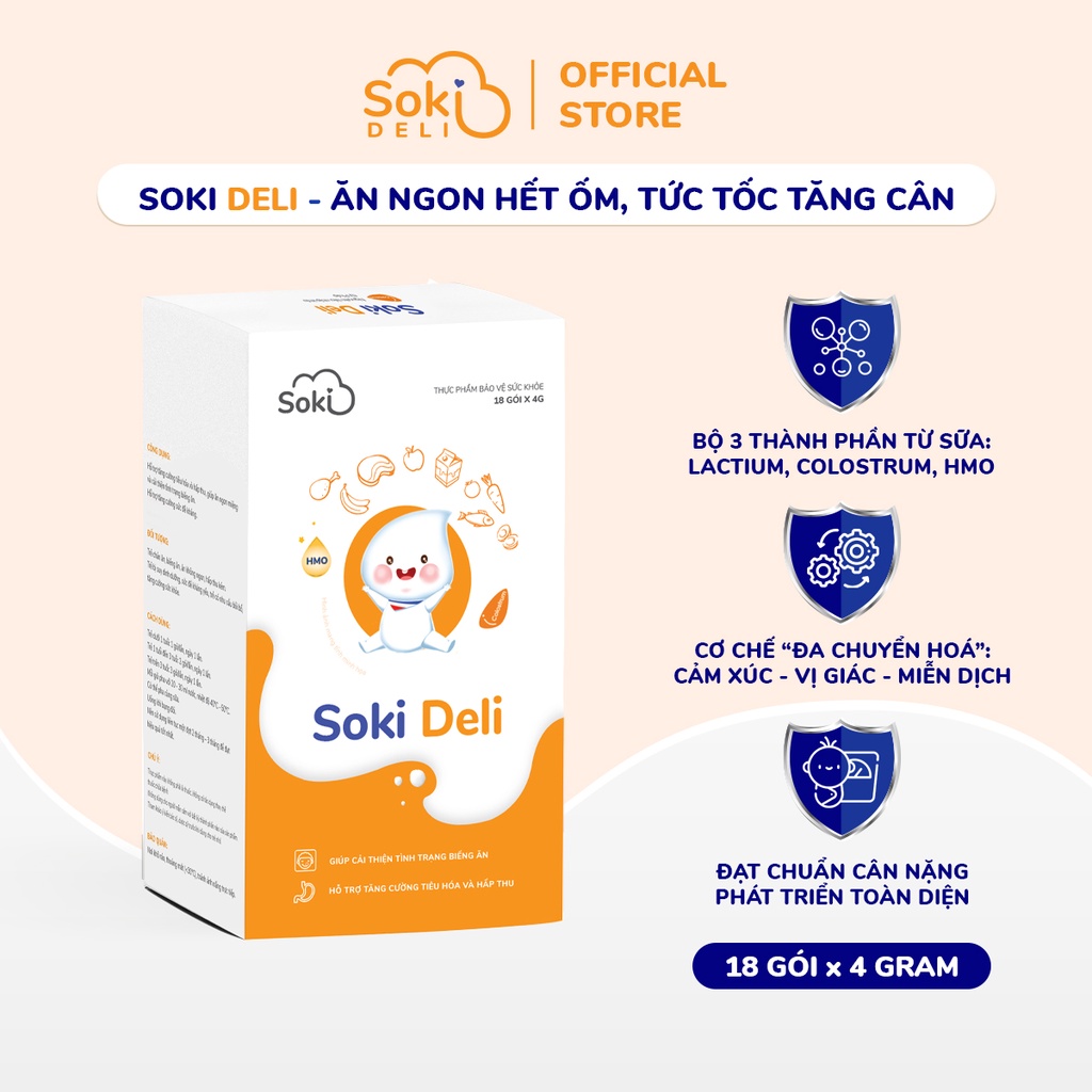 Soki Deli cho trẻ Ăn Ngon hết ốm, bứt tốc Tăng Cân (1 Hộp x 18 Gói x 4g)