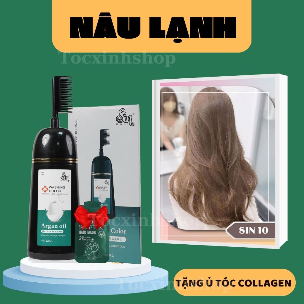 Dầu Gội Nhuộm Tóc Sin Hair Phủ Bạc Nhân Sâm Màu Nâu Lạnh Số 1 Nhật Bản 500ml