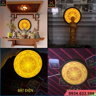 Sx - đèn thờ phật hào quang đường kính 30cm, mâu ni tôn tượng, tượng thờ cúng
