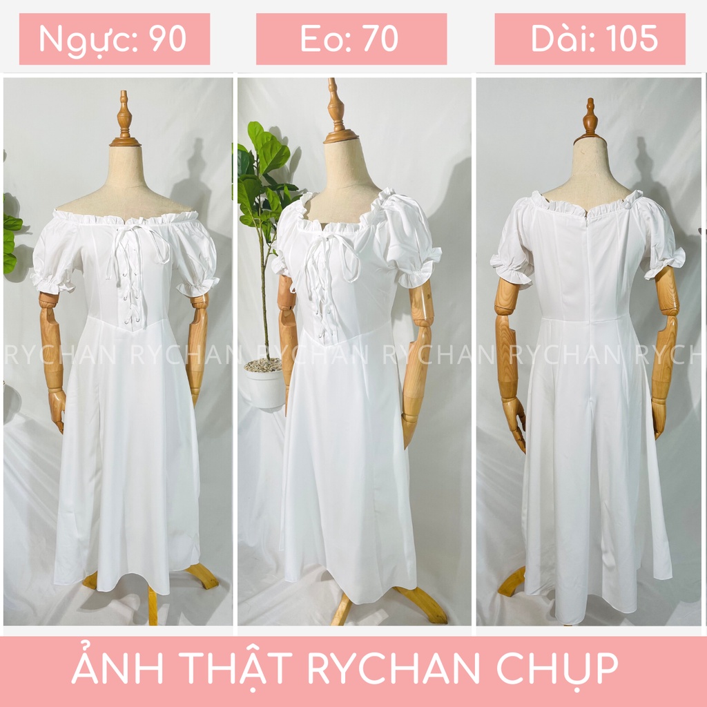 Đầm Xòe Màu Trắng Dáng Dài Đan Dây Hai Lớp Lót Trong Dày Dặn [ẢNH THẬT CUỐI] - Dx728.