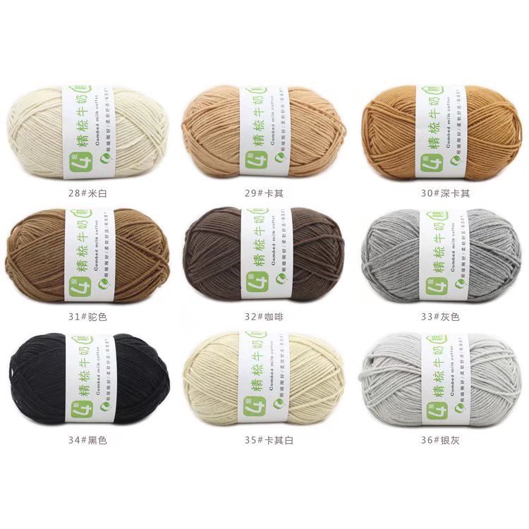 Len milk cotton 4s - combed milk cotton 50Gram  Bảng 1-50