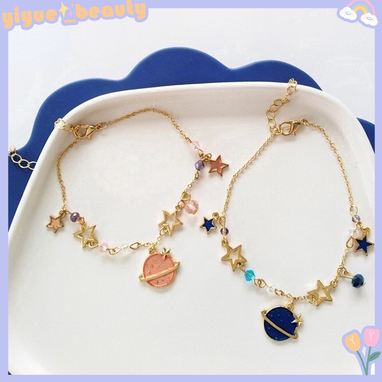 Vòng Đeo Tay Mềm Mại Đính Đá Pha Lê Hình Hành Tinh Ngôi Sao Năm Cánh Ngọt Ngào Thời