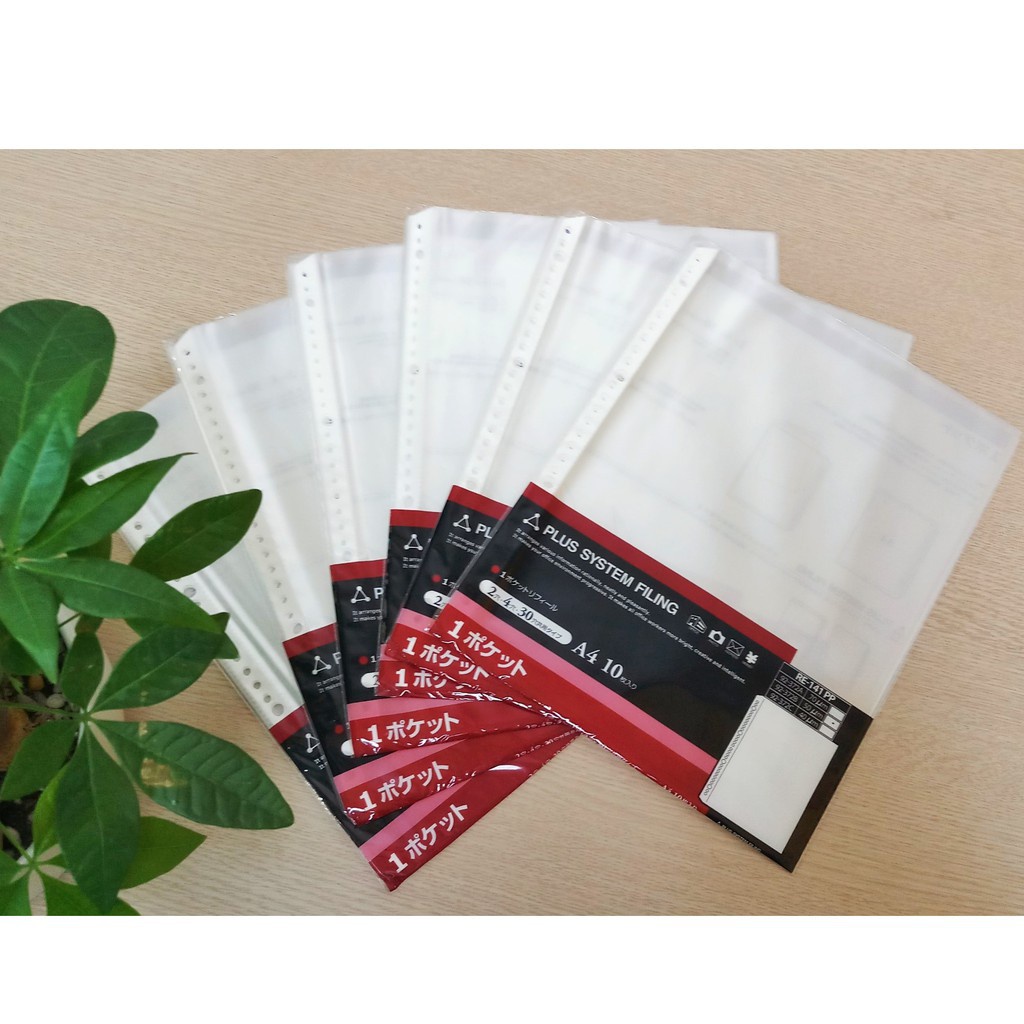 Tập (10chiếc) Túi sơ mi lỗ PLUS,Túi 11 lỗ Nhật Bản loại dày đẹp