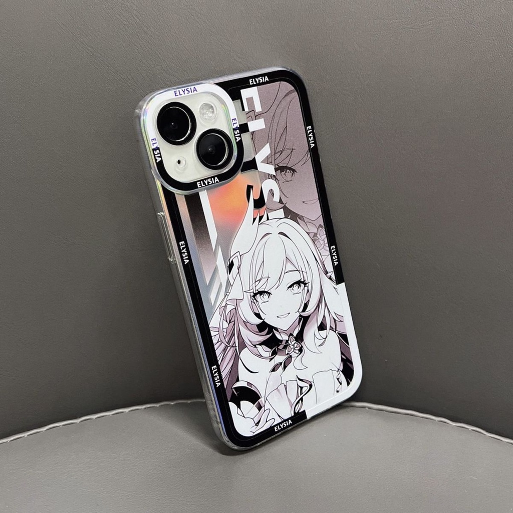Honkai Impact 3 Compatible with iPhone 13 Apple 14 Laser Black and White Elysia Elysia Angel Eyes Clear Anime Phone Case Full Package