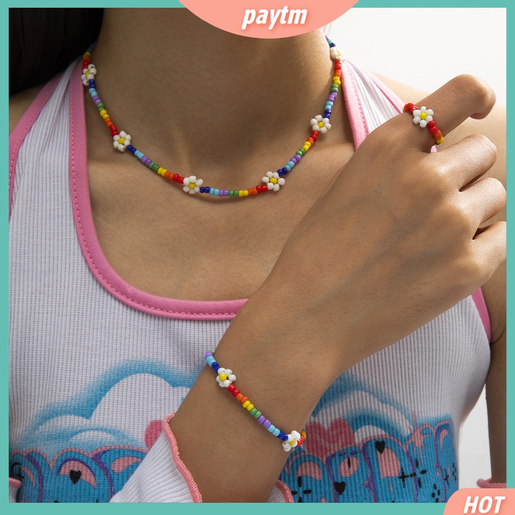 {PTM} 1 Set Vòng Tay, Vòng Đeo Tay, Nhẫn Xỏ Hạt Thủ Công Nhiều Màu