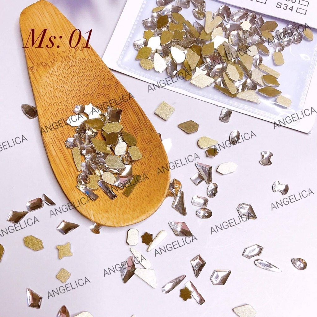 Đá chân bằng màu Trắng túi 100v Mix size- Size mini -Phụ kiện đồ nail HSM