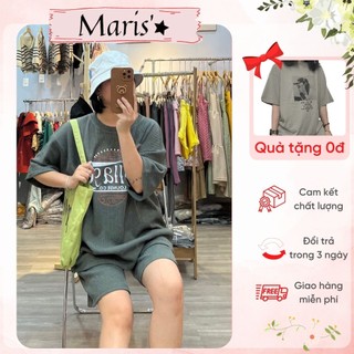 Đồ bộ nam nữ tay lỡ ⚡ RẺ VÔ ĐỊCH ⚡ Bộ quần áo unisex 3158 cotton form rộng oversize màu xanh tone phong cách thu đông