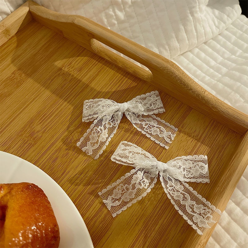 We Flower 1 Kẹp Tóc Nơ Ren Trắng Phong Cách Lolita Đáng Yêu Dành Cho Nữ