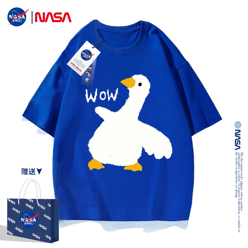 Áo Thun Ngắn Tay Dáng Rộng In Hình NASA Cá Tính Cho Nam Nữ Dễ Thương