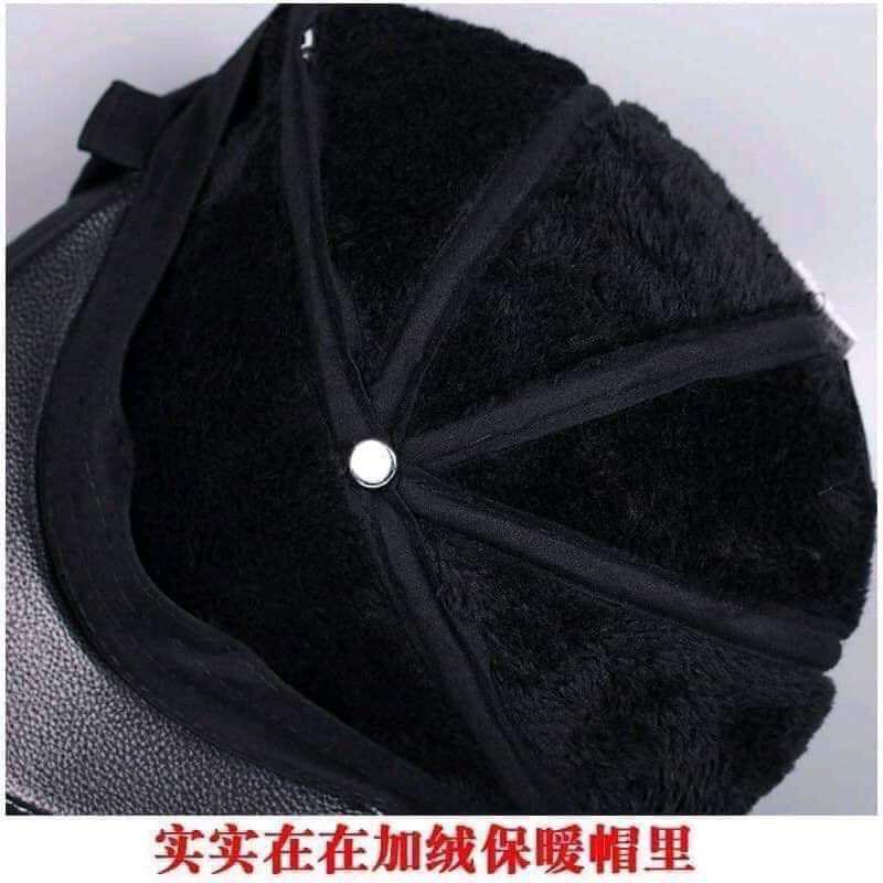Mũ ông già nỉ lông/chất da có che tai ấm áp mùa đông -labi