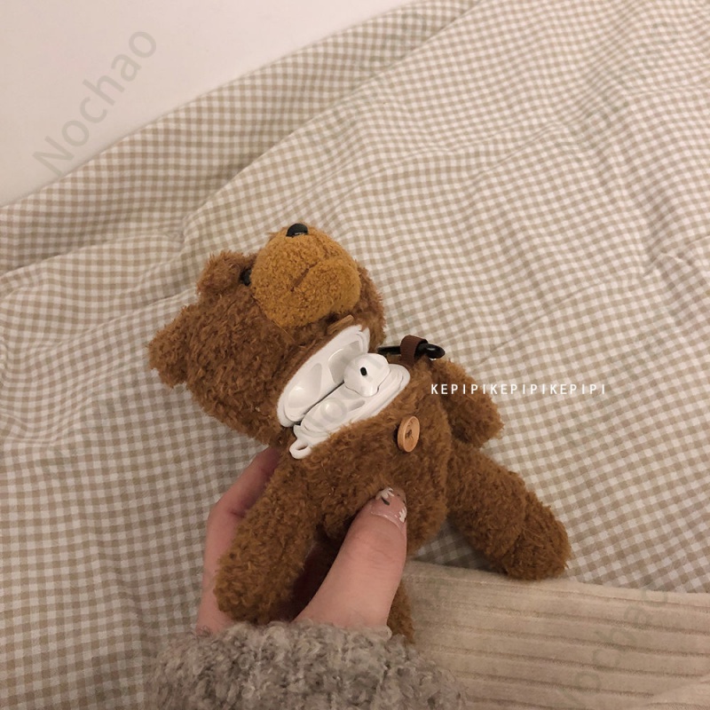 Vỏ Bảo Vệ Hộp Sạc Tai Nghe Bluetooth Không Dây airpods pro2 1 / 2 3 Hình Gấu Nâu Dễ Thương