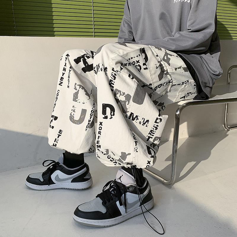 Quần Dài Thể Thao Dáng Rộng In Họa Tiết Graffiti Phong Cách Hồng Kông Thời Trang Xuân Thu Cá Tính Cho Nam cargo pants cargo pants nam quần hộp quần túi hộp cargo pant quần túi hộp nam quần túi nam quần hộp nam quần kaki túi kaki ho