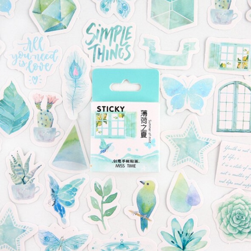 Set 46 Tấm Sticker Dán Trang Trí Điện Thoại Laptop Họa Tiết Hoạt Hình Sáng Tạo