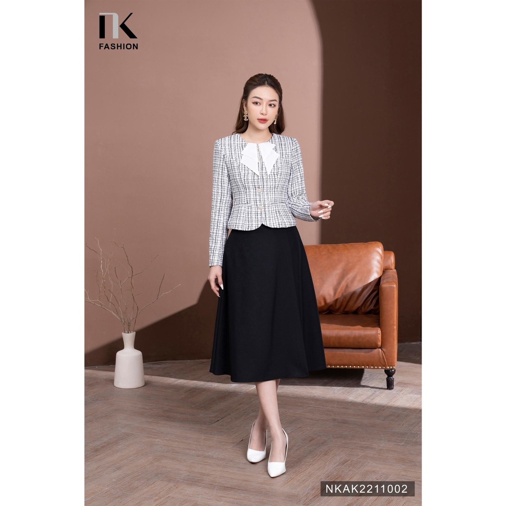 Áo Dạ Text Nơ Cổ NK FASHION Phong Cách Trẻ Trung Thanh Lịch Chất Vải Nhập Hàn Cao Cấp NKAK2211002
