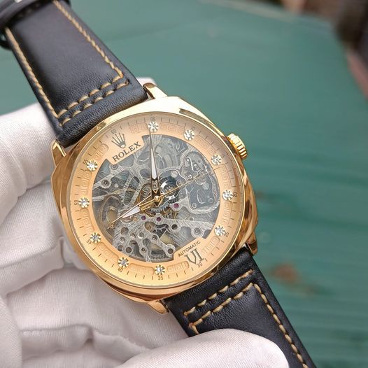 Đồng Hồ Cơ Nam Rolex Full Gold Kim Giây Mặt Trăng