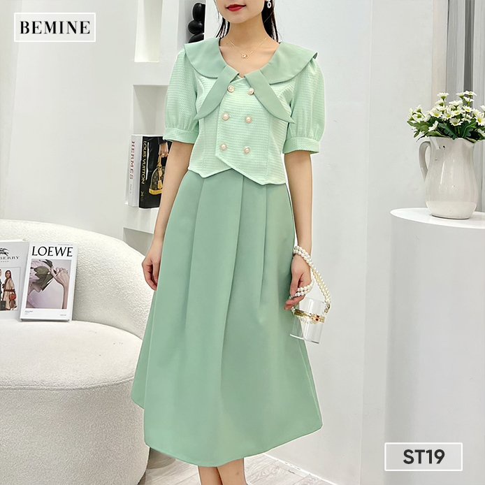 Set chân váy áo cổ tai thỏ BEMINE ST19