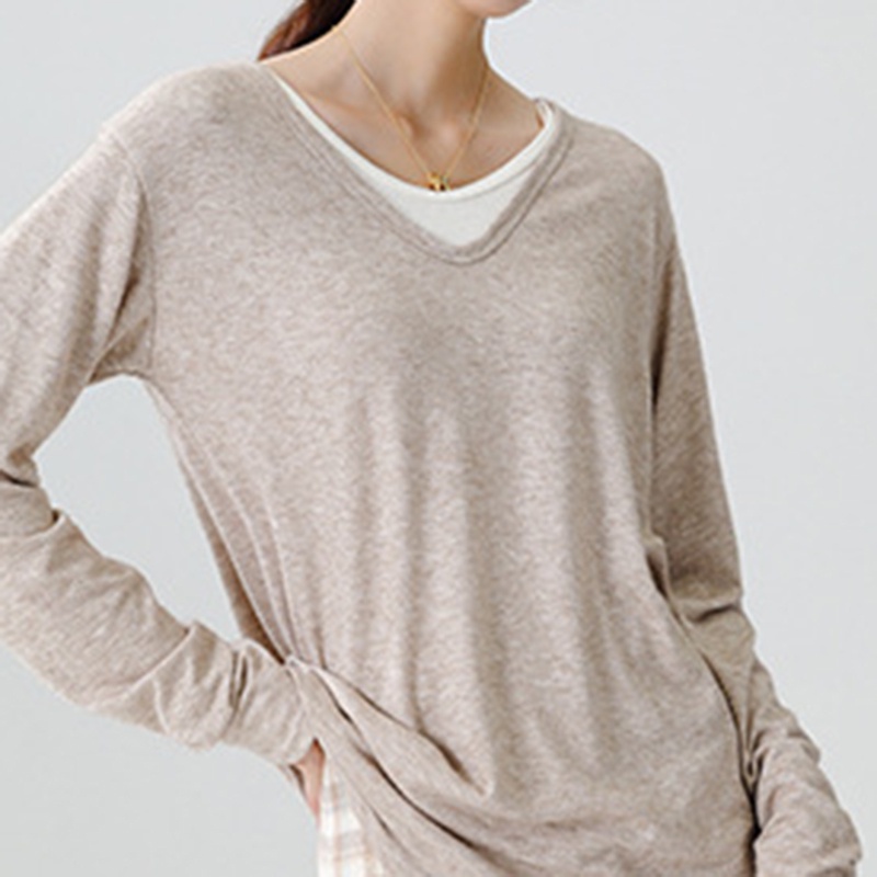 IELGY  IELGY Áo Thun Nữ Cổ Chữ v Dáng Rộng Phong Cách Hàn Quốc