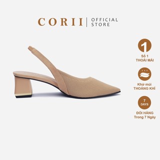 CORII - Giày Cao Gót Slingback Gót Vuông phối dây quai mảnh Thời Trang và Thoải Mái Nhất - CR081 Kem