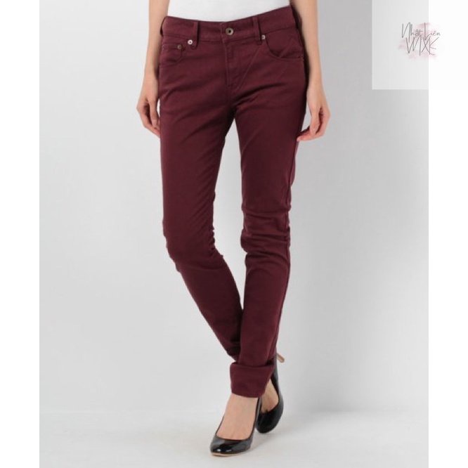 Quần Kaki Skinny EARTH Music&Ecology Hàng Xuất Dư Nhật Xịn Cao Cấp Dáng Ôm Chất Siêu Mịn Đỏ Đậm