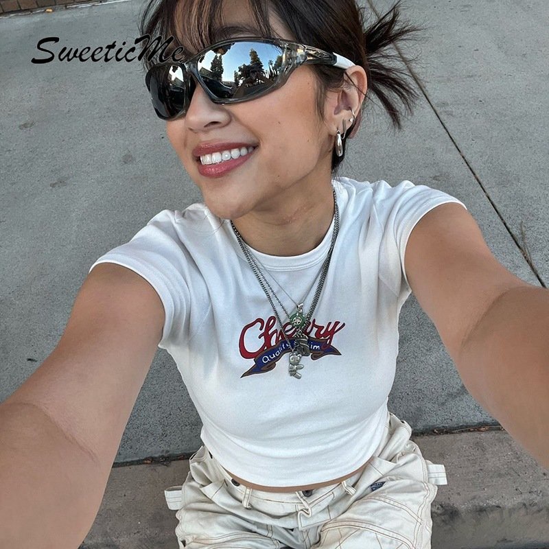 Áo Thun Tay Ngắn Cổ Tròn Dáng Ôm In Họa Tiết Thời Trang 2022 Cho Nữ