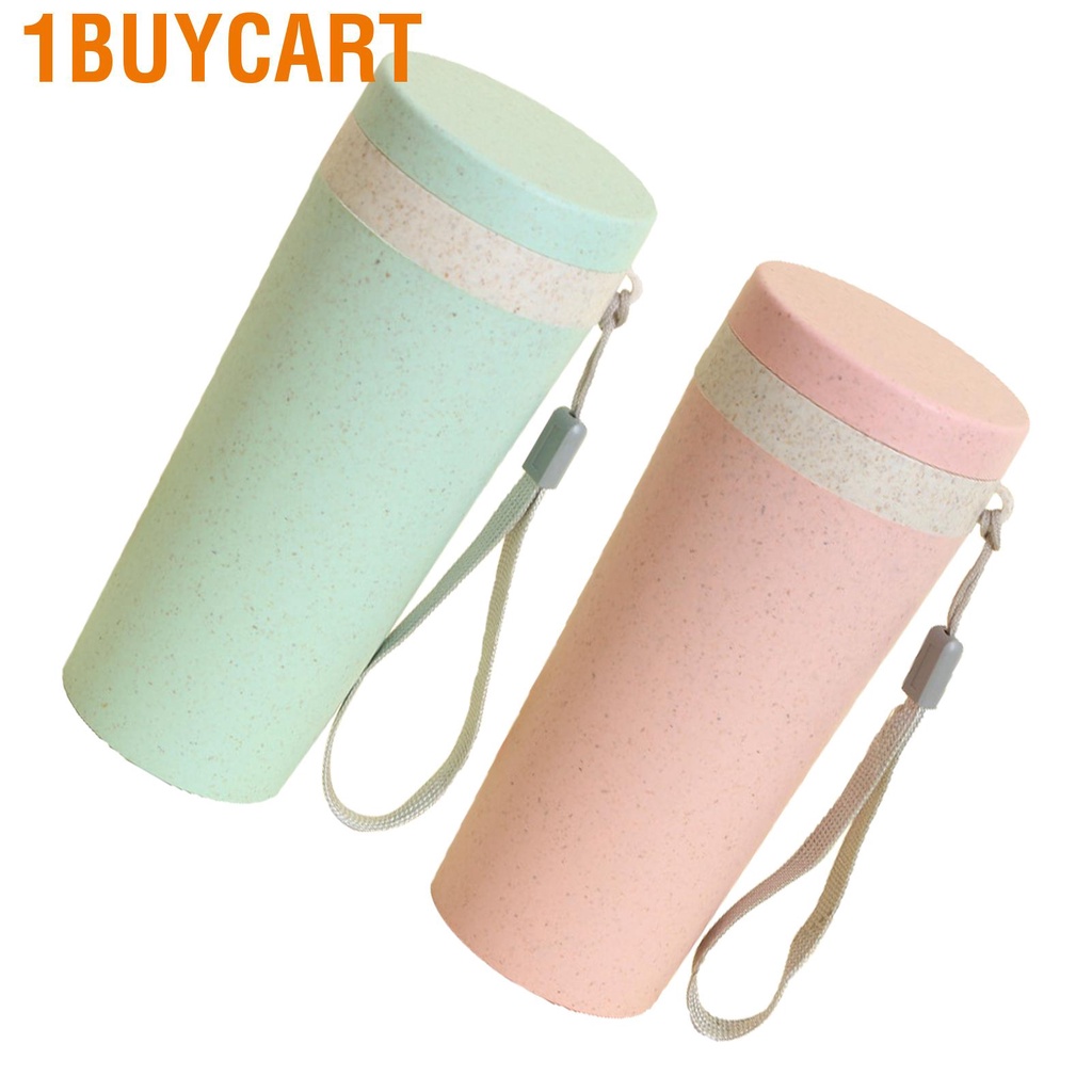 1buycart Wheat Straw Cup Double Layer Water for Home School Camping Picnic Travel Office