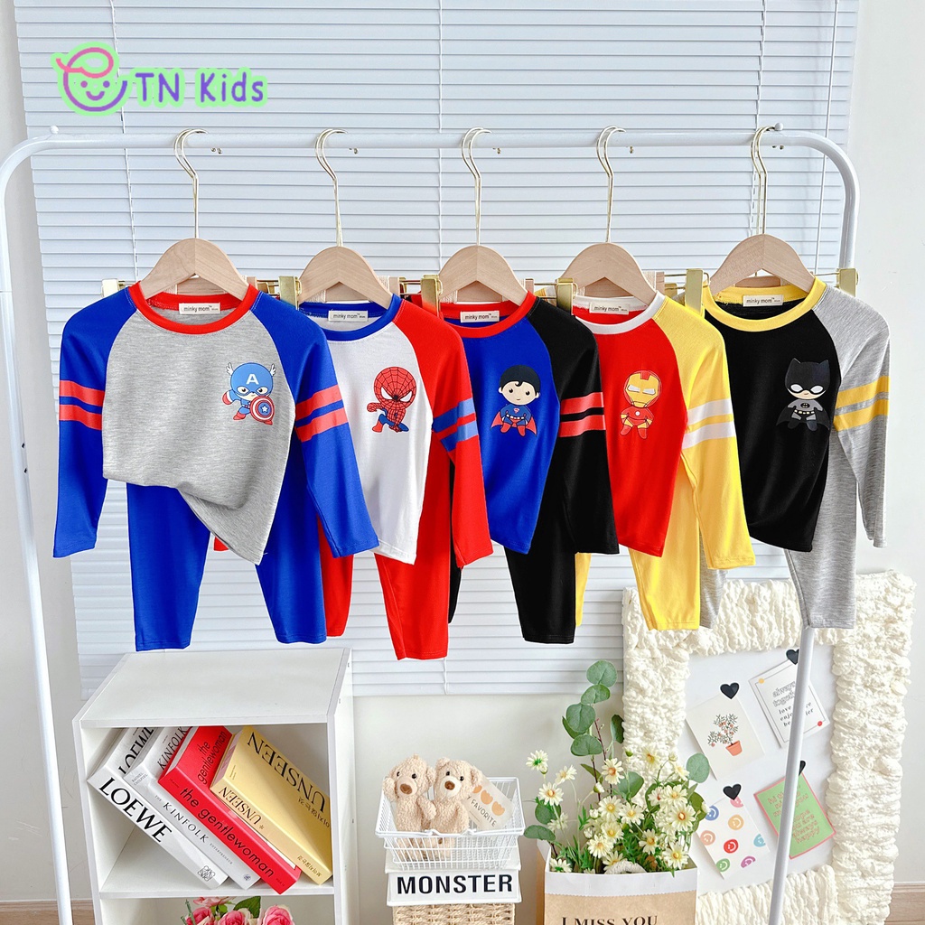 [Bé 7-30kg] Bộ dài tay siêu nhân thun lạnh Minky Mom mềm mịn mát cho bé trai - HÀNG LOẠI 1