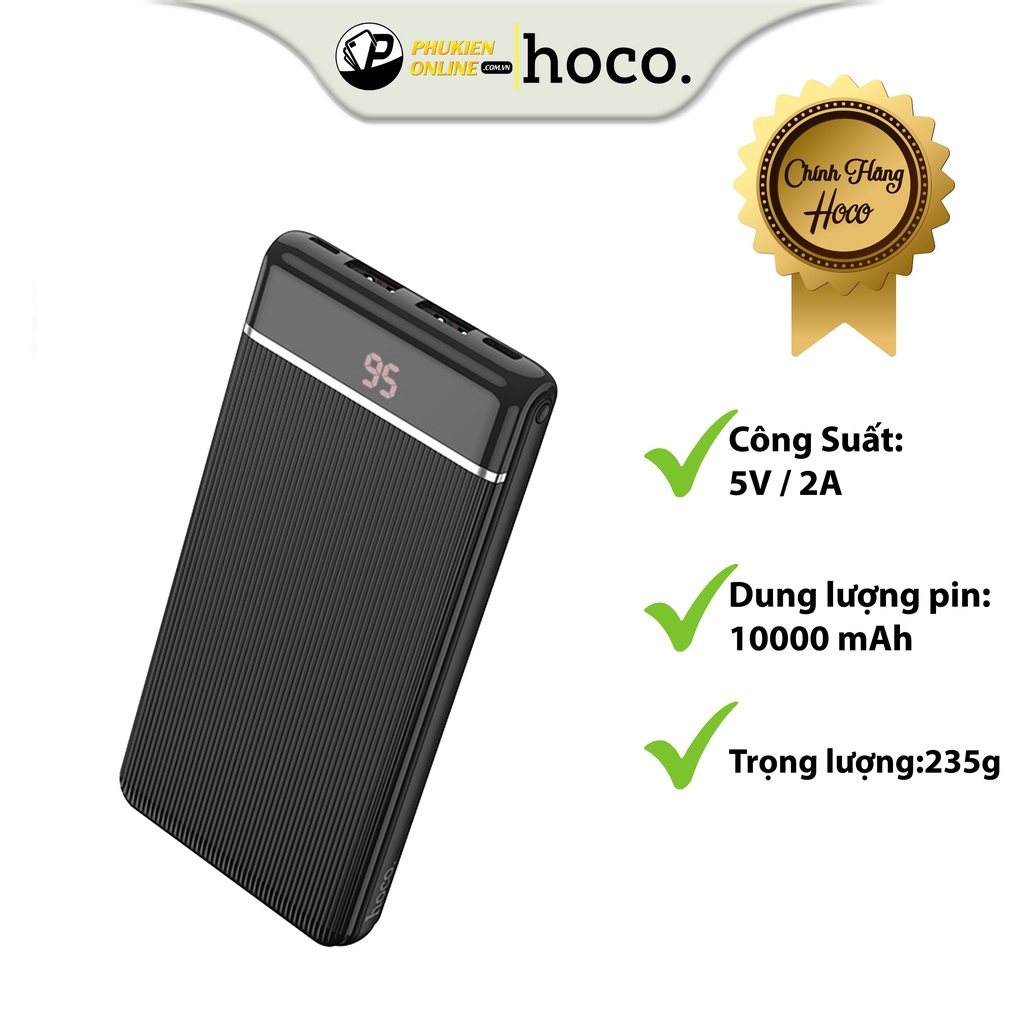 Pin Sạc Sự Phòng Hoco J59, Chất Liệu Chống Cháy Nổ, Màn Hình Led Hiển Thị Pin, Sạc Nhanh 5V-2A, Dung Lượng 10000mAh