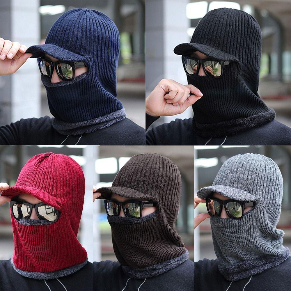 Mũ Beanie Dệt Kim Phối Khăn Choàng Nhung Mềm Mại Giữ Ấm Mùa Đông