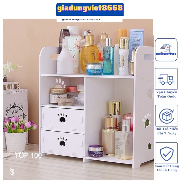 Kệ Để Mỹ Phẩm, Kệ đựng Mỹ Phẩm Chân Chó LOẠI LỚN - Kệ Gỗ đựng đồ Mỹ Phẩm Cá Nhân Nhiều Ngăn