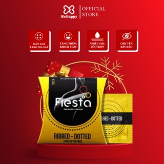 Bao Cao Su Siêu Mỏng Gân Gai Bo Đầu Fiesta Ribbed Dotted Hộp 3 Cái - Happy Man