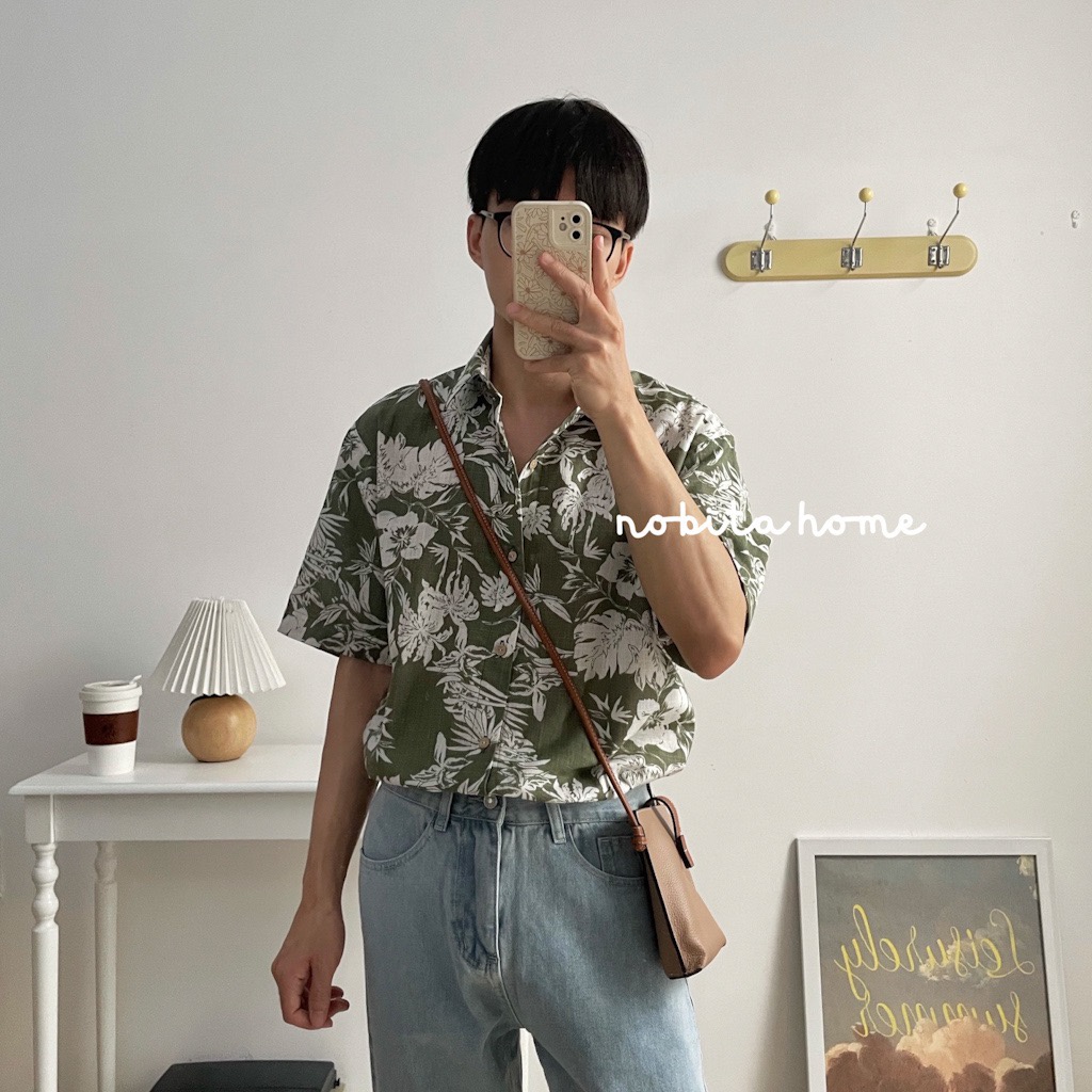 NOBITA HOME - Sơ mi tay ngắn hoạ tiết lá 7892