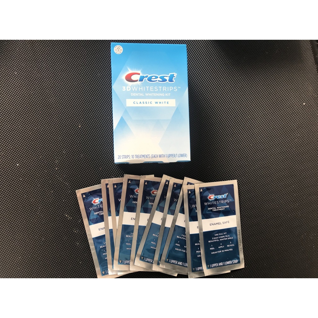 Miếng dán trắng răng Crest 3D Whitestrips nguyên hộp nhiều loại