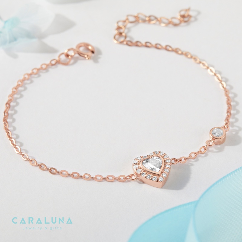 Vòng Tay Bạc Nữ CARA LUNA Trái Tim Đính Đá Crystal Heart - VYB34