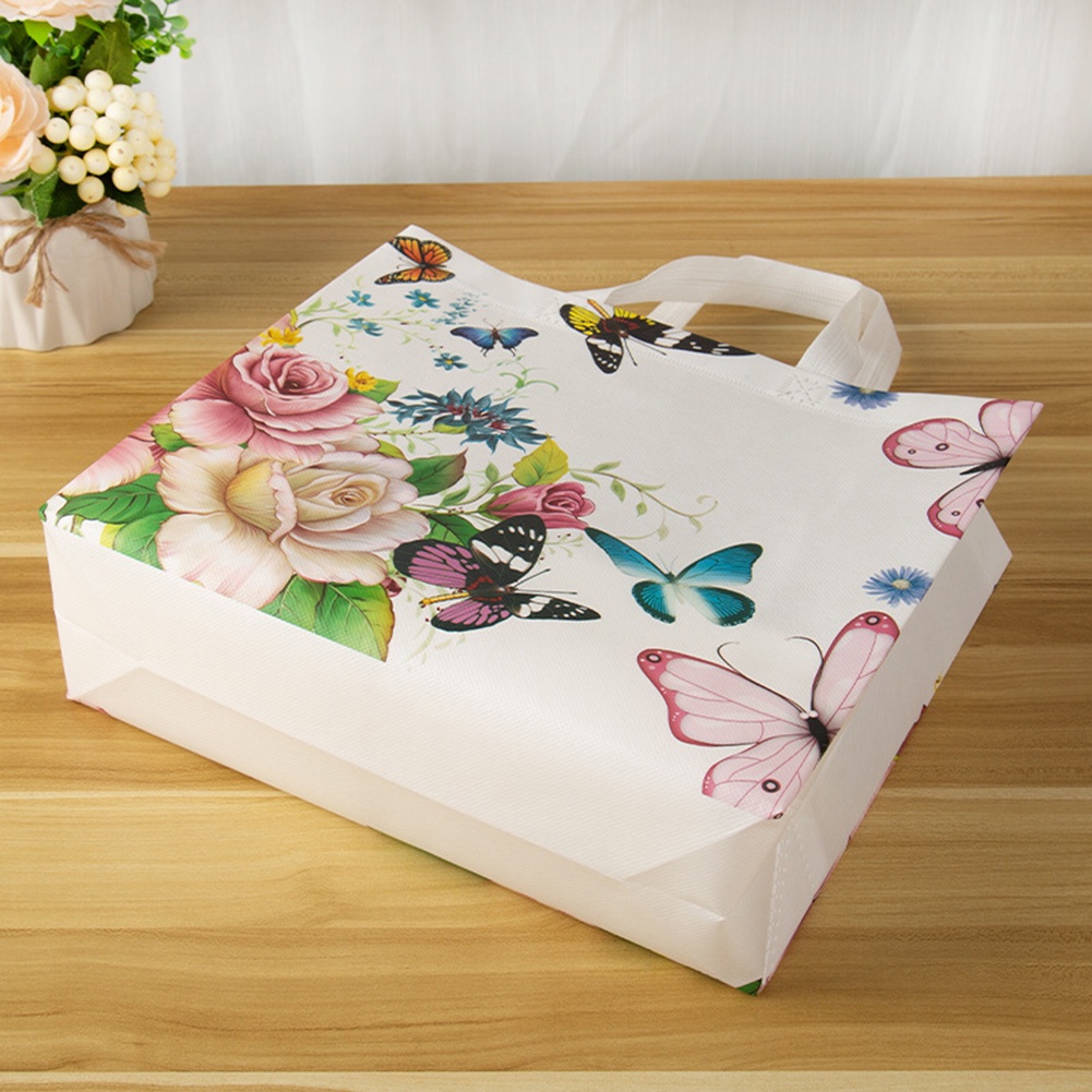 Túi Mua Sắm Bằng Vải Không Dệt In Hình Bướm 10 Kiểu Chống Nước Có Thể Tái Sử Dụng