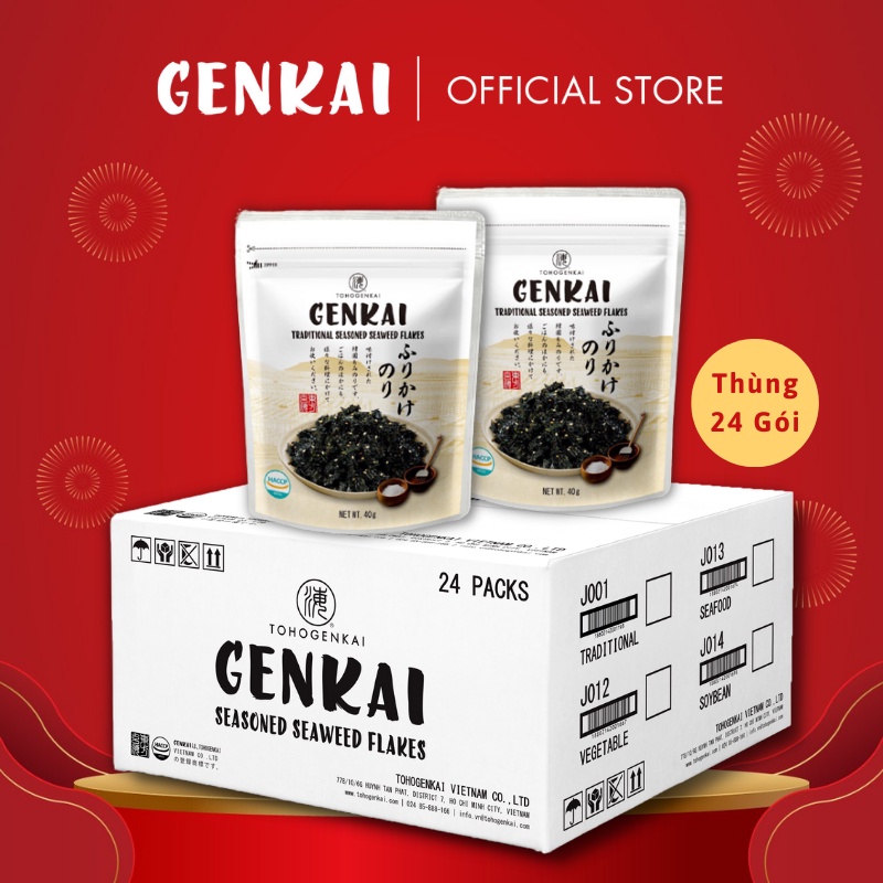 [Thùng] 24 gói Rong Biển Trộn Cơm GENKAI Truyền thống 40g