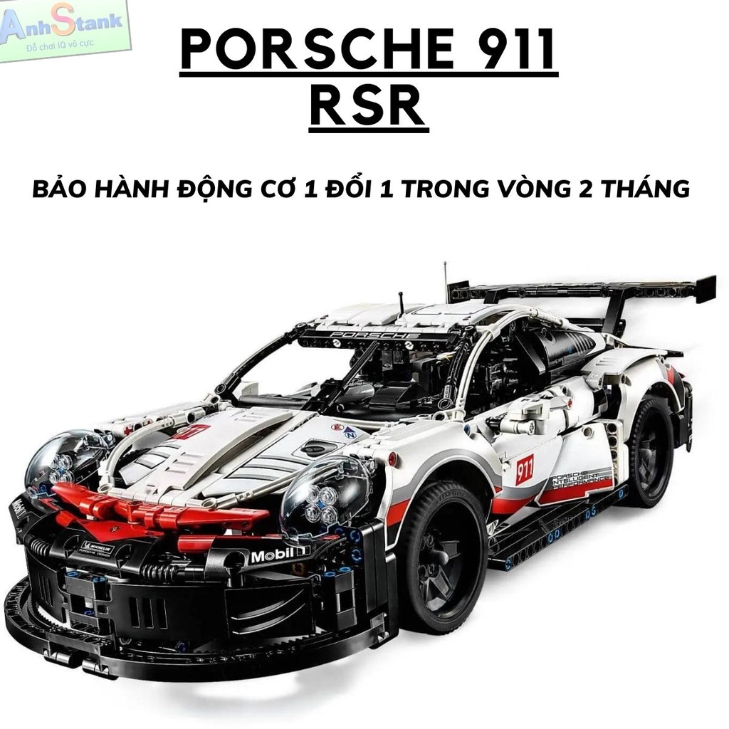 Mô hình lắp ráp siêu xe technic PORSCHE 911 RSR tỉ lệ 1:10 1580 PCS cung cấp bảo hành bởi Anhstank