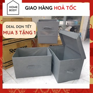 Hộp Vải Đựng Quần Áo, Hộp Đựng Có Nắp Nhiều Kích Thước HOMEBODY Hàng VNXK