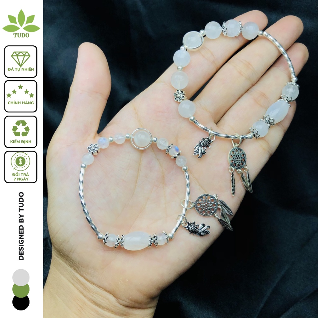 Q1455 Vòng Tay Nữ lu thống Moon mix charm Ag925, mệnh Kim và Thuỷ - Phong Thuỷ TUDO